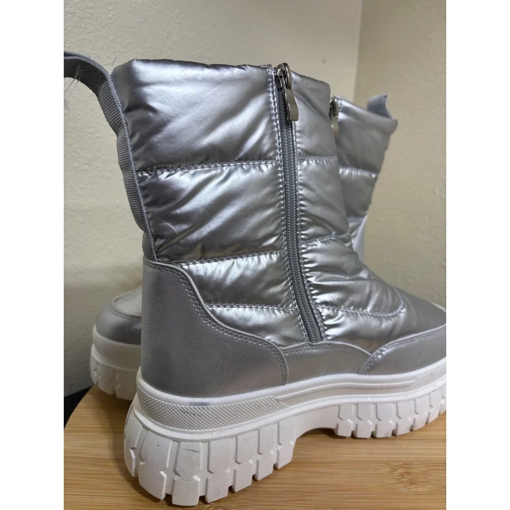 Dirty Laundry Dashh Puff Platform Bootie Size 8 Silver Metallic Quilted Puffer
